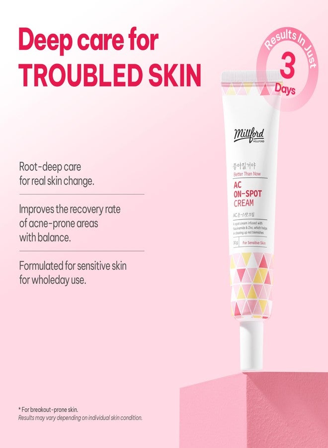 Millford AC On-Spot Cream 30g/1.05 Oz, Zinc Oxide 10%, Niacinamide 2% for Active Skin Repair, Acne Spot Treatment for Face, Blemish Care, Dark Spot, Korean Skincare for Sensitive & Acne-Prone Skin - Image 4